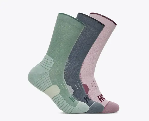 Hoka All Gender CREW RUN SOCK 3-PACK ROSEMARY / FADED NAVY / LILAC CREAM