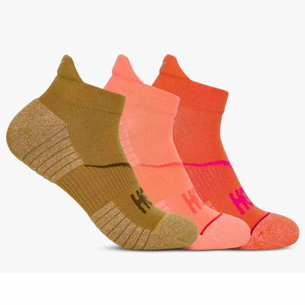 Hoka All Gender NO-SHOW RUN SOCK 3-PACK MUSTRD SEED / NEON CANTLPE / BELL PEPPER