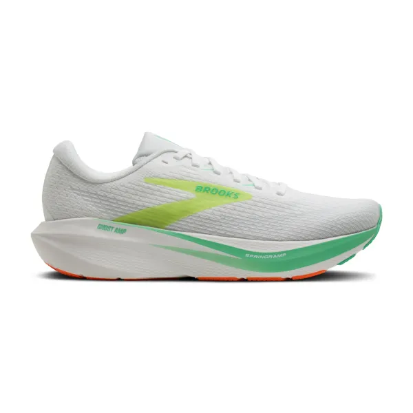 Brooks Men's Ghost Amp White/Paradise Green/Nightlife