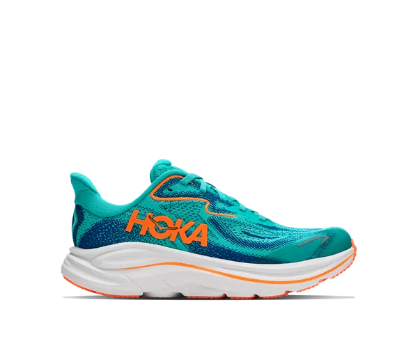Hoka Big Kids CLIFTON 10 NIGHT GLOW BLUE / ELECTRIC AQUA